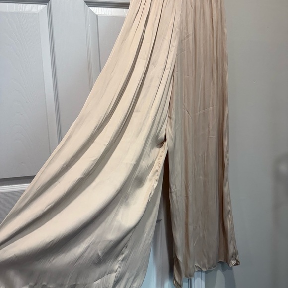 VANILLA DEL SOL Cream Wide Leg Palazzo  Pants with Elegant Flowy Design - Picture 8 of 12